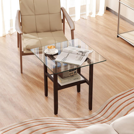 Dreamade Small Coffee Table 24" Glass End Table