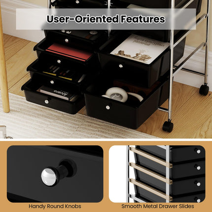 Dreamade Rolling Storage Cart 15-Drawer Trolley with Chrome Plated Metal Frame