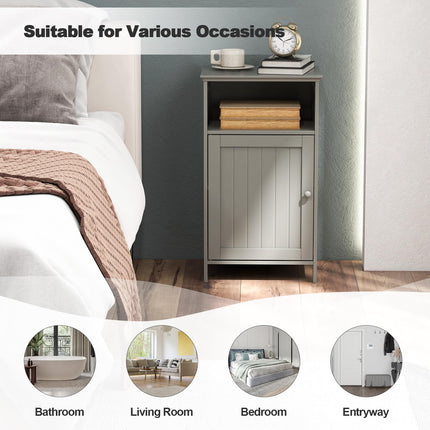 Dreamade Bathroom Floor Storage Cabinet - Side Cabinet with Open Compartment, 3-Position Adjustable Shelf