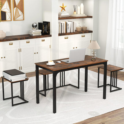 Dreamade Dining Table Set for 4 Industrial Kitchen Table 2 Chairs Stool & Bench
