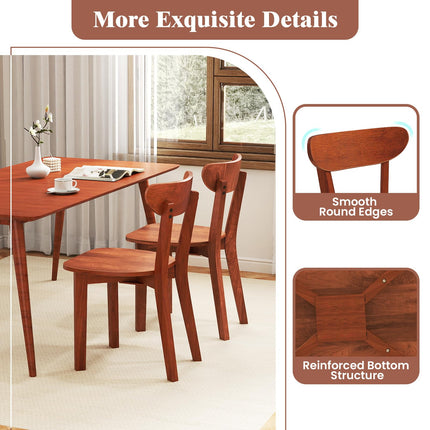 Dreamade Wooden Dining Chairs, Kitchen Chairs w/Curved Backrest & Solid Rubber Wood Frame