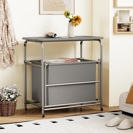 Dreamade Laundry Sorter with Foldable Ironing Board 3 Section Tilt Out Laundry Hamper with Removable Bags