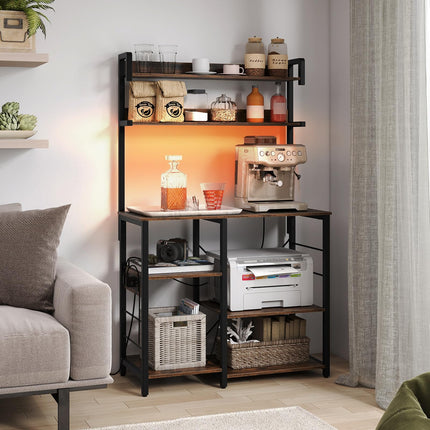 Dreamade Bakers Rack with Power Outlet and LED Lights