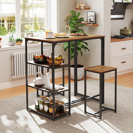 Dreamade 3-Piece Dining Table Set for 2 Bar-Height Kitchen Table with 2 Stools