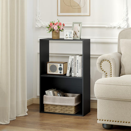 Dreamade 3-Tier Bookshelf | 2-Cube Bookcase w/Open Storage Compartment (1/2)