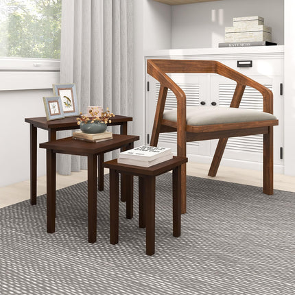 Dreamade Nesting Tables Set of 3, Farmhouse Stacking Side Tables with Rubber Legs