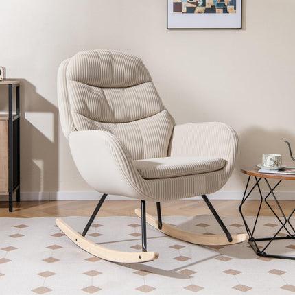 Dreamade Upholstered Rocking Chair Nursery Glider Rocker with Padded Backrest and Seat