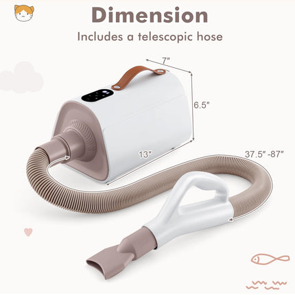 Dreamade Dog Dryer, Dog Hair Dryer with Adjustable Air Speed and Temperature Control, 4 Nozzles, Negative Ion Function