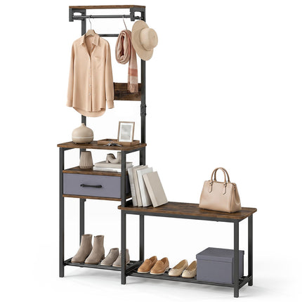 Dreamade 7-in-1 Hall Tree with Bench and Shoe Storage