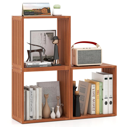 Dreamade 3/6 Cube Bookcase Solid Wood Stacking Storage Organizers w/Open Slatted Design