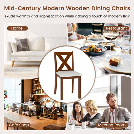 Dreamade Wooden Dining Chair Set of 2/4 with Padded Seat and Curved Back