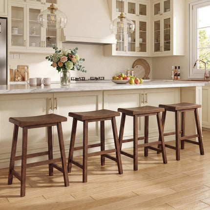 Dreamade 24 Inch Counter Height Saddle Bar Stools with Footrest (2/4)