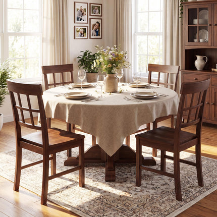 Dreamade Armless Wooden Dining Chairs Set of 2/4 with Solid Rubber Wood Frame
