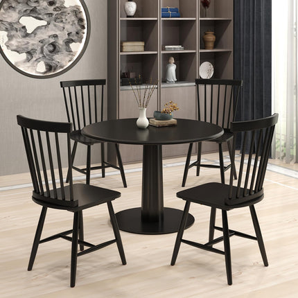 Dreamade Windsor Dining Chairs Set of 2/4 Black, w/Wide Seat & Spindle Back, Max Load 400 Lbs