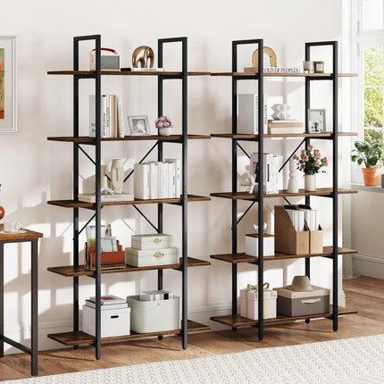 Dreamade 5 Tier Industrial Bookshelf for Living Room Bedroom Study