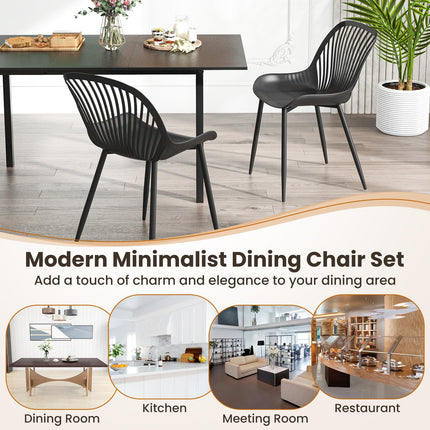 Dreamade Black Dining Chairs Set of 4, Modern Kitchen Chairs w/Metal Legs