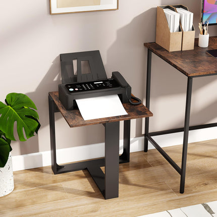 Dreamade Rustic Brown Square Industrial Side Table w/T-Shape Metal Frame