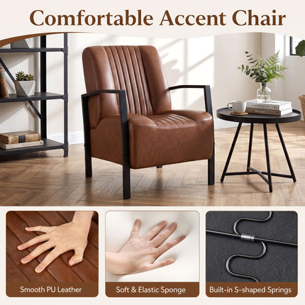 Dreamade PU Leather Upholstered Armchair with Padded Seat & Back (1/2)