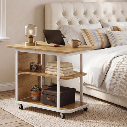 Dreamade 3-Tier Mobile Side Table with Foldable Top & Universal Wheels (1/2)