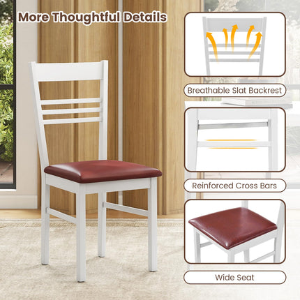 Dreamade Wooden Dining Chairs Set of 2/4 Armless Kitchen Chairs w/Slat Backrest