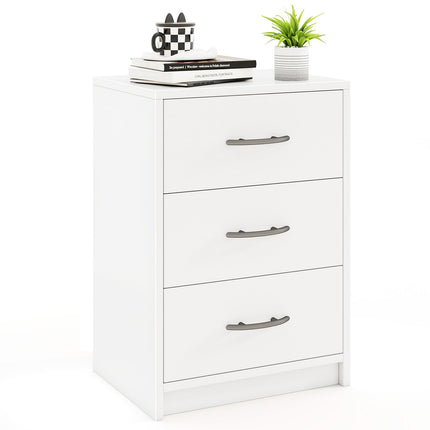 Dreamade Nightstand with 3 Drawers, Modern Night Stand with Storage Drawers, White