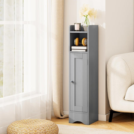 Dreamade Small Bathroom Storage Cabinet Corner Floor Cabinet with Door & Adjustable Shelves