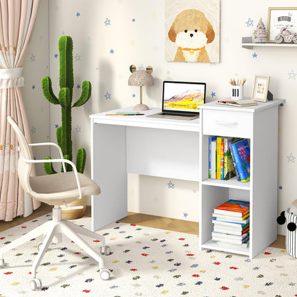Dreamade Computer Desk with Storage, Modern PC Laptop Table with Printer Shelf