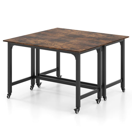 Dreamade Conference Table, 48" Rectangular Mobile Meeting Room Desk with Removable Storage Bag & 2 Hanging Hooks