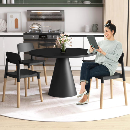 Dreamade Wooden Dining Chairs Set of 4, Modern Dining Side Chairs Set w/Ergonomic Backrest, Wide Seat & Sturdy Wooden Legs