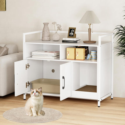 Dreamade Cat Litter Box Enclosure - Cat Washroom Hidden Furniture with Front Entry