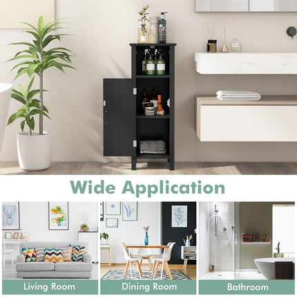 Dreamade Narrow Bathroom Storage Cabinet - Corner Unit with Open Compartment, Adjustable Shelf