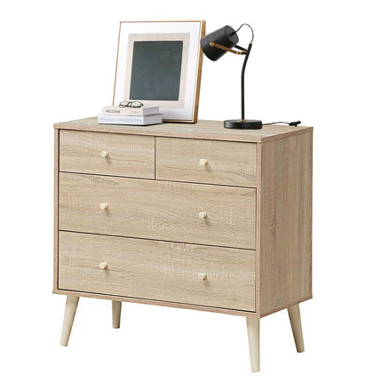 Dreamade 4-Drawer Dresser, Free-Standing Chest Wood Legs and Sliding Rail