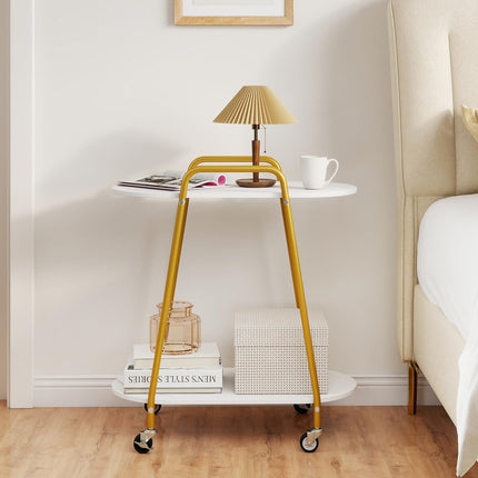 Dreamade 2-Tier Gold Rolling Cart for Home Kitchen