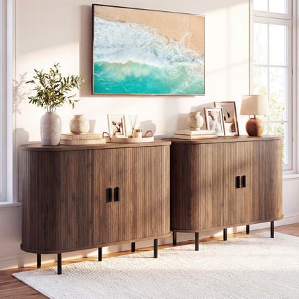 Dreamade 47'' Fluted Sideboard Buffet Cabinet with Tambour Sliding Doors