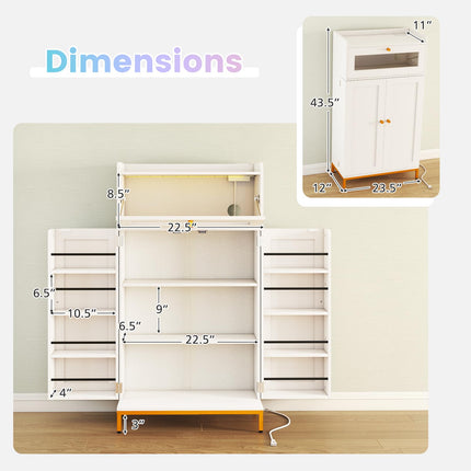 Dreamade Sideboard Buffet Cabinet with LED Light Power Outlet, 2-Door Food Pantry Cabinet