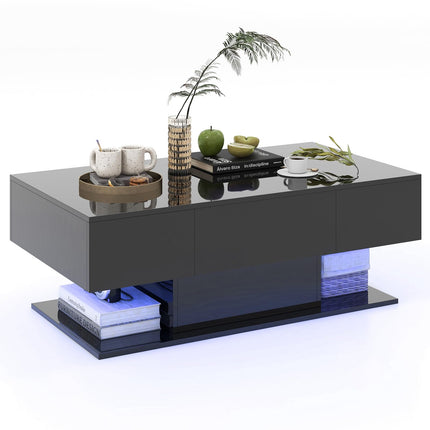 Dreamade Modern LED Coffee Table - 2-Tier Center Table