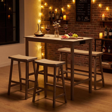 Dreamade 4-Piece Counter Height Dining Table Set with Power Outlet