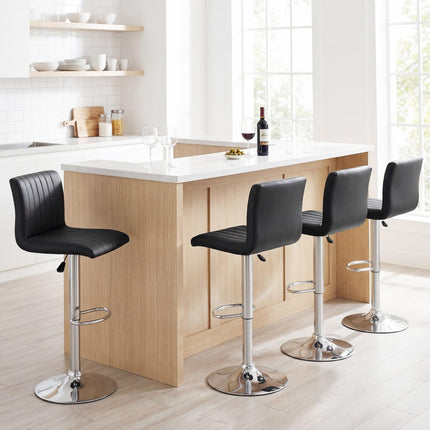 Dreamade Modern Faux Leather Counter Height Barstools Set of 2/4 with Back and Footrest