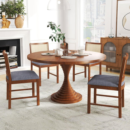 Dreamade Rattan Dining Chairs Set of 2/4, Modern Upholstered Kitchen Chairs w/Rubber Wood Frame