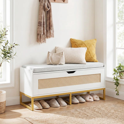 Dreamade Flip-Top Entryway Bench with Removable Padded Seat & Hidden Storage