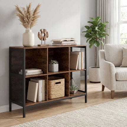 Dreamade Industrial Accent 42" Wide Bookcase with 6 Cubes