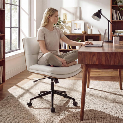 Dreamade Armless Office Chair with Wheels for Home Office & Bedroom