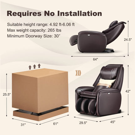 Dreamade Full Body Massage Chair - Zero Gravity SL Track Electric Recliner with Reversible Footrest