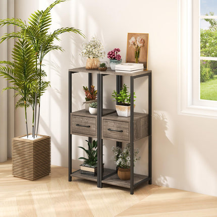 Dreamade 3 Tier Tall Plant Stand Indoor, 36 Inch Corner Plant Holder with Drawer & Metal Frame