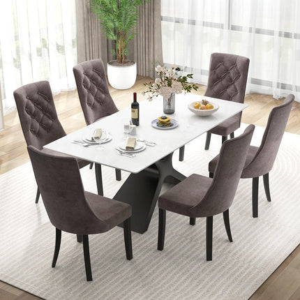 Dreamade Tufted Dining Chairs, Upholstered Kitchen Chairs w/High Backrest, Rubber Wood Legs
