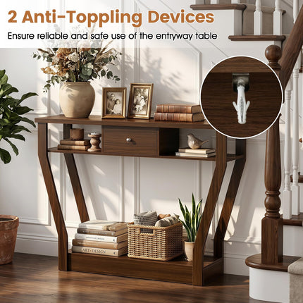 Dreamade 43" Modern Console Table with Drawer & Storage Shelf