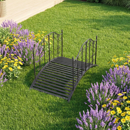 Dreamade 4 FT Metal Garden Bridge with Powder-Coated Finish & Scrollwork Rails