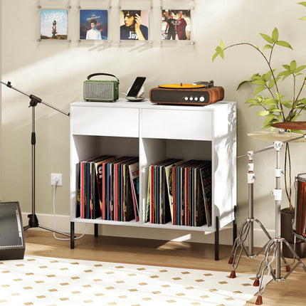 Dreamade Large Record Player Stand with Charging Station