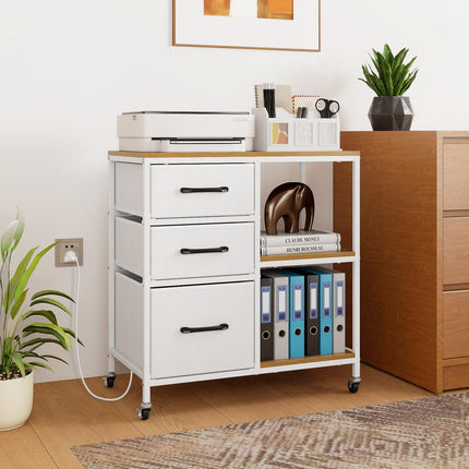 Dreamade 3 Drawer Mobile File Cabinet with Charging Station