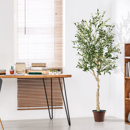 Dreamade 6ft Artificial Olive Tree, Tall Fake Potted Olive Silk Tree with Planter